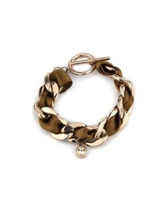JCE3066 IP Rose Gold(Ion Plating) Stainless Steel Bracelet with Top Grade Crystal in Light Peach
