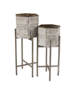 HEXAGON BUCKET PLANT STAND SET/2